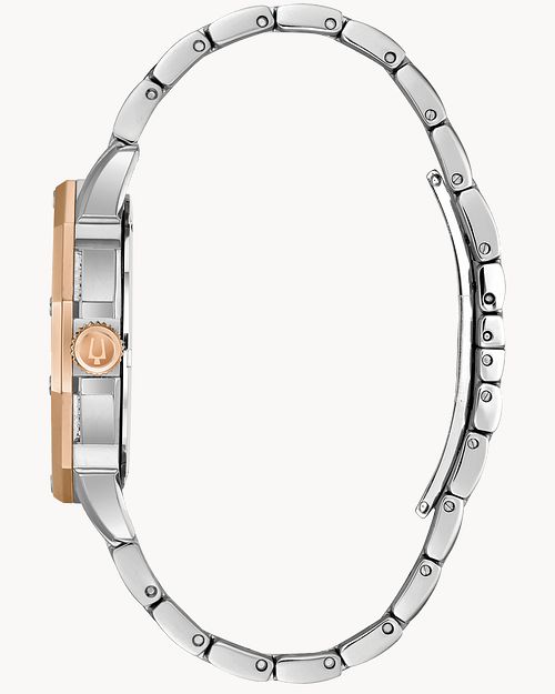 Bulova Octova Crystal Silver Dial Two Tone Steel Strap Watch for Men - 98C133