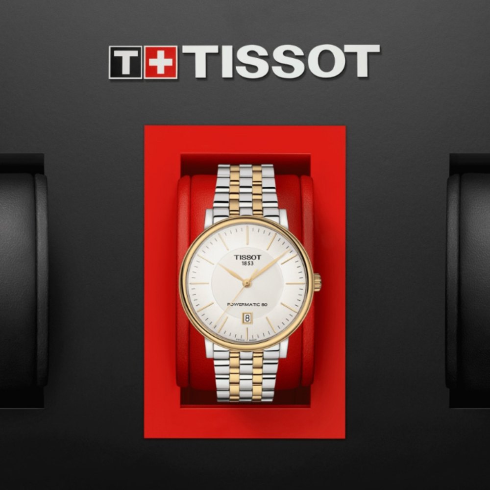 Tissot Carson Premium Powermatic 80 White Dial Two Tone Steel Strap Watch For Men - T122.407.22.031.00
