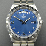 Tudor Royal Automatic Diamonds Blue Dial Silver Steel Strap Watch for Men - M28600-0006