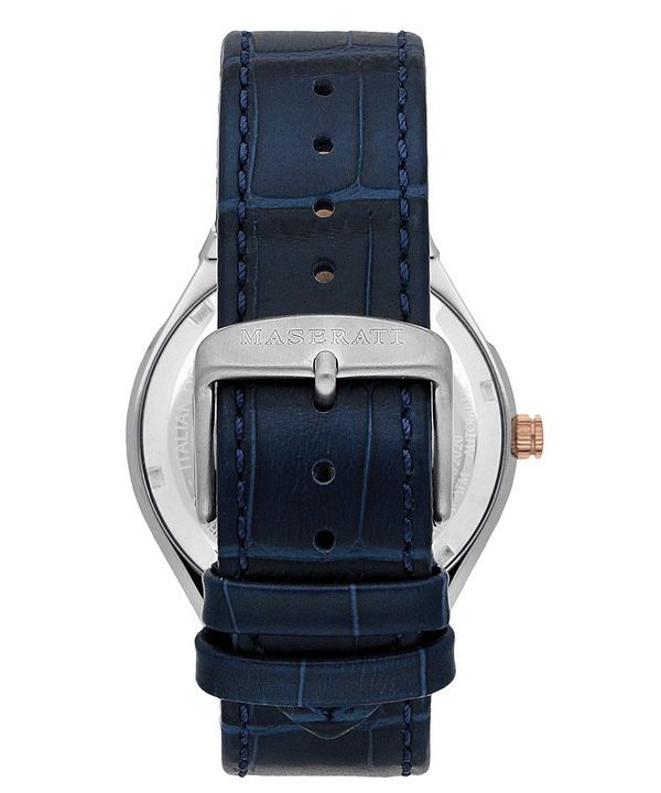 Maserati Stile Automatic Limited Edition White Dial Blue Leather Strap Watch For Men - R8821142001