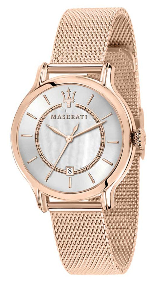 Maserati Epoca Mother of Pearl Dial Rose Gold Mesh Strap Watch For Women - R8853118506