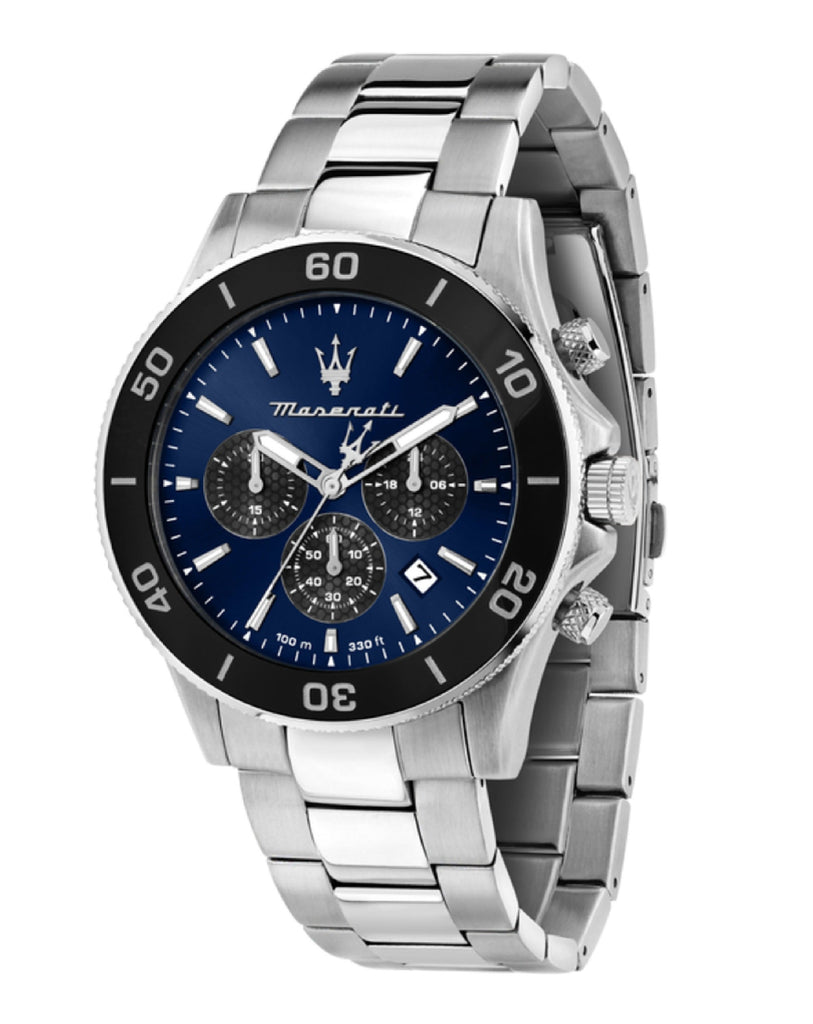 Maserati Competizione Chronograph Blue Dial Silver Steel Strap Watch For Men - R8873600009