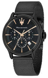 Maserati R8873618013 Epoca Chronograph Men's Watch – Black Dial & Black Mesh Strap