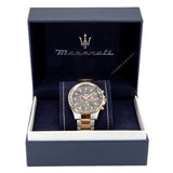 Maserati SFIDA Black Dial Two Tone Steel Strap Watch For Men - R8873640014