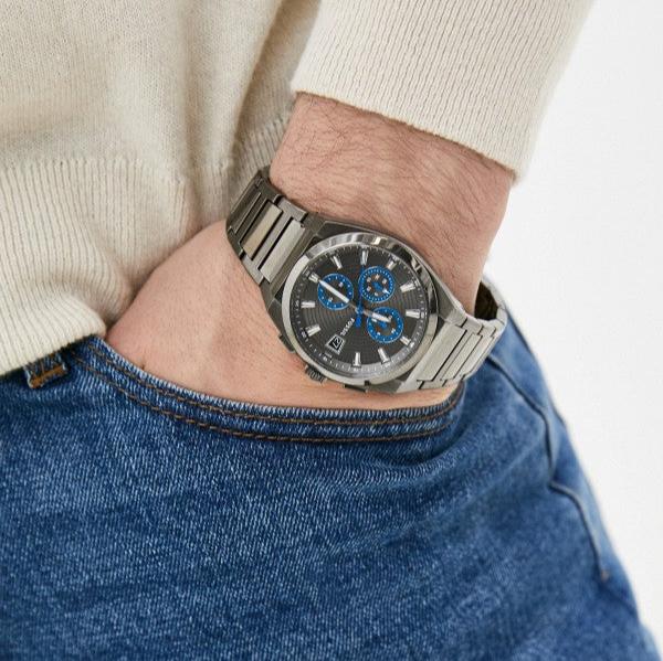 Fossil FS5830 Everett Men's Chronograph Watch – Grey Dial & Grey Steel Strap