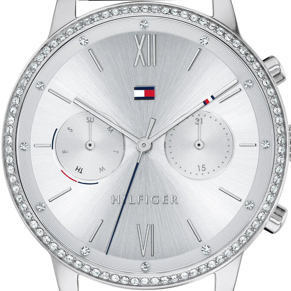 Tommy Hilfiger Blake Diamonds Silver Dial Silver Mesh Bracelet Watch for Women - 1782301