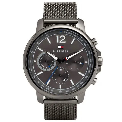 Tommy Hilfiger London Chronograph Grey Dial Grey Mesh Bracelet Watch for Men - 1791530