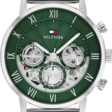 Tommy Hilfiger Legend Chronograph Green Dial Silver Mesh Bracelet Watch For Men - 1710567