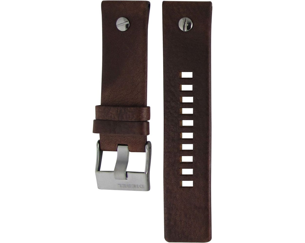 Diesel Little Daddy SBA Small Sized Grey Dial Brown Leather Strap Watch For Men - DZ7258