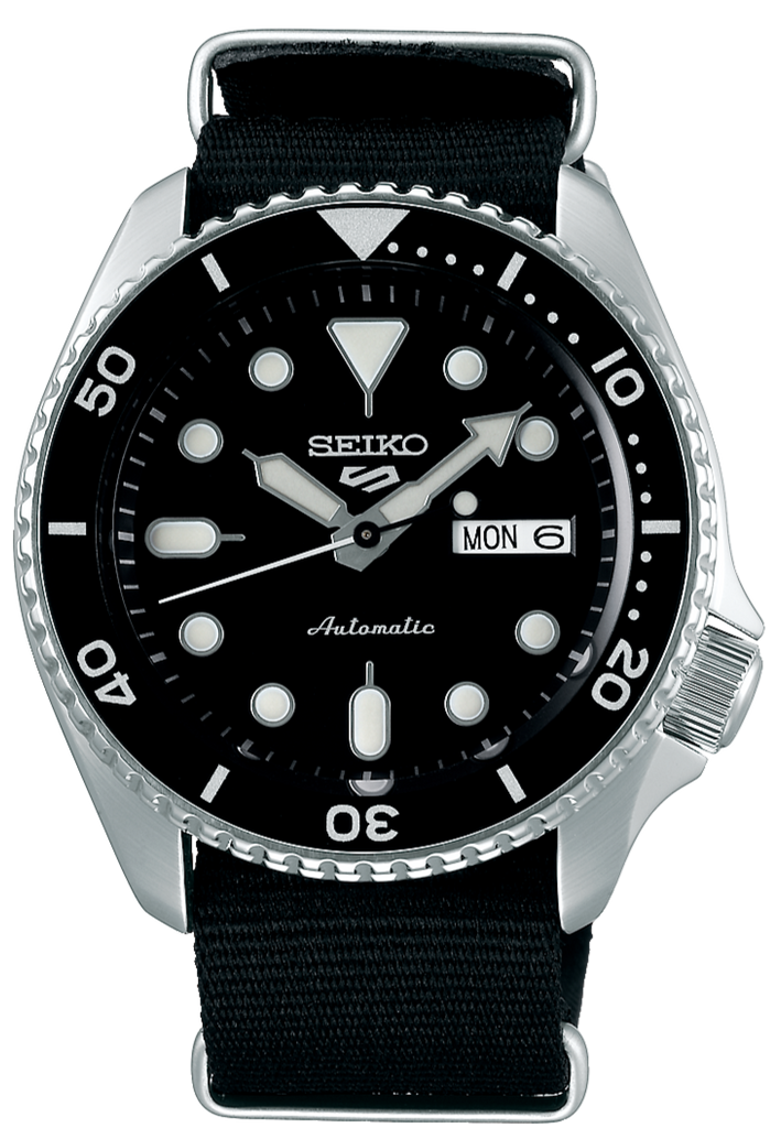 Seiko 5 Sports SKX Automatic Black Dial Black NATO Strap Watch For Men - SRPD55K3