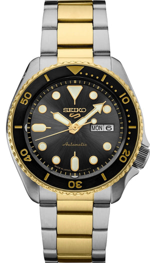 Seiko 5 Sports Automatic Special Creation Black Dial Two Tone Steel Strap Watch For Men - SRPK22