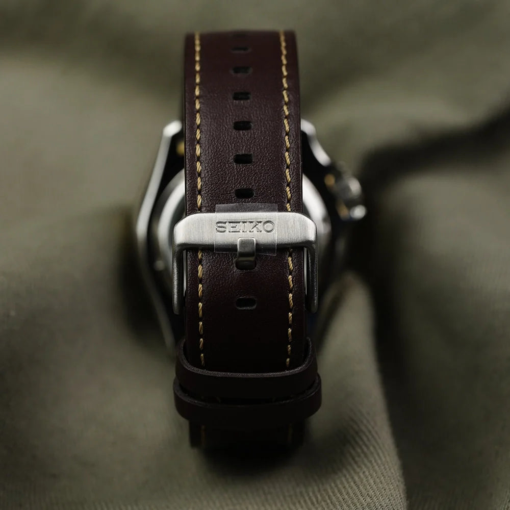 Seiko 5 Sports SSK036K1 SKX GMT Automatic Men's Watch – Mocha Black Dial & Brown Leather Strap