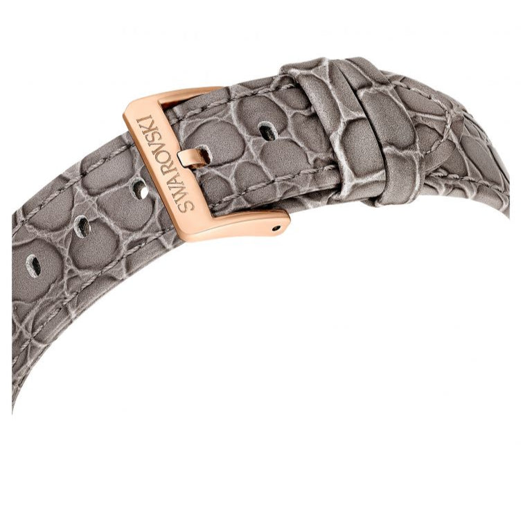 Swarovski Octea Chrono Grey Dial Grey Leather Strap Watch for Women - 5671153