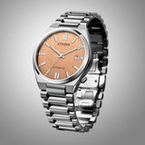 Citizen Tsuyosa Automatic Salmon Orange Dial Silver Steel Strap Watch For Men - NJ0159-86Z