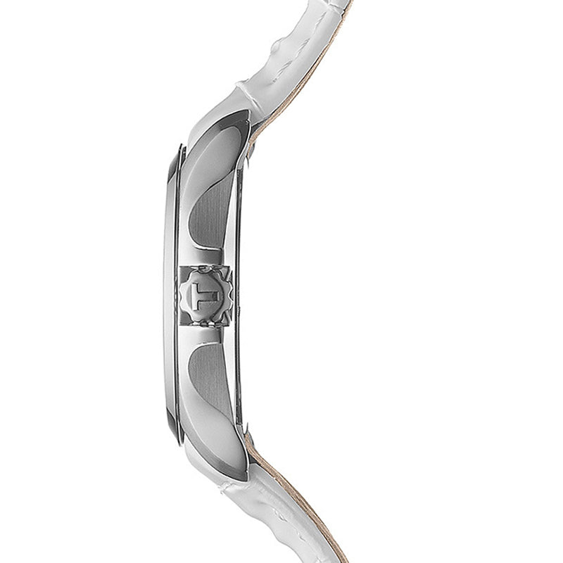 Tissot Couturier Lady Silver Dial White Leather Strap Watch For Women - T035.210.16.011.00