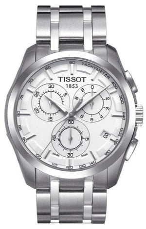 Tissot T Classic Couturier Chronograph White Dial Silver Steel Strap Watch For Men - T101.617.11.031.00