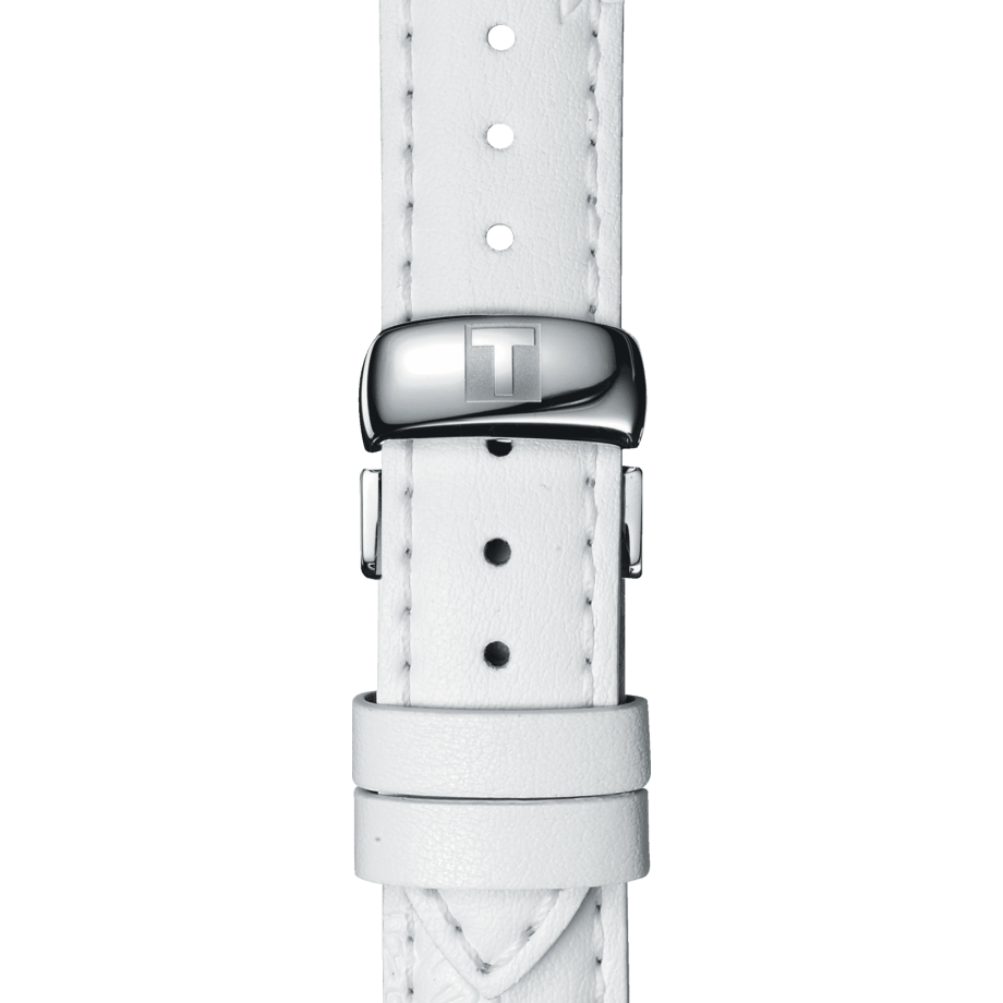 Tissot Dressport Chronograph Mother of Pearl Dial White Leather Strap Watch for Women - T050.217.17.117.00