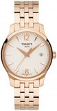 Tissot T Classic Tradition Lady White Dial Rose Gold Steel Strap Watch for Women - T063.210.33.037.00
