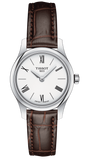 Tissot T063.009.16.018.00 Tradition 5.5 Lady Women's Watch – Silver Dial & Brown Leather Strap