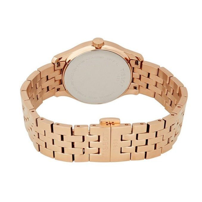Tissot T Classic Tradition Lady White Dial Rose Gold Steel Strap Watch for Women - T063.210.33.037.00