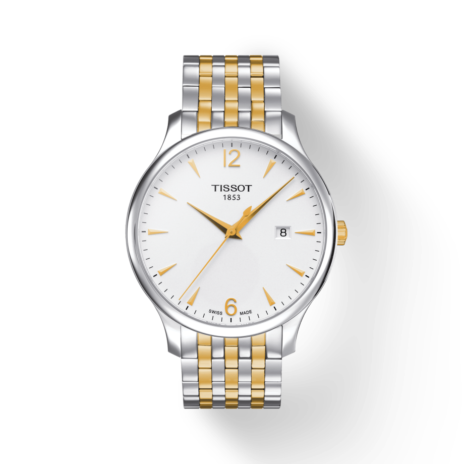 Tissot T Classic Tradition White Dial Two Tone Mesh Bracelet Watch For Men - T063.610.22.037.00