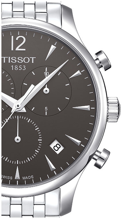 Tissot T Classic Tradition Chronograph Black Dial Silver Steel Strap Watch For Men - T063.617.11.067.00