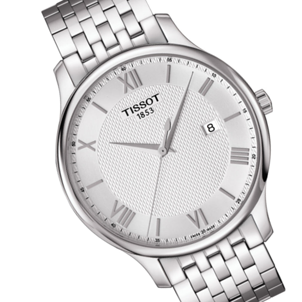 Tissot T Classic Tradition Silver Dial Silver Steel Strap Watch For Men - T063.610.11.038.00