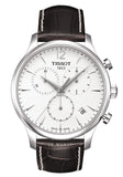 Tissot T063.617.16.037.00 T-Classic Tradition Chronograph Men's Watch – White Dial & Brown Leather Strap