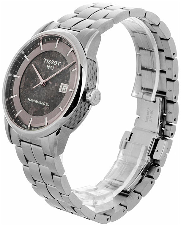 Tissot Luxury Powermatic 80 Anthracite Grey Dial Silver Steel Strap Watch For Men - T086.407.11.061.10