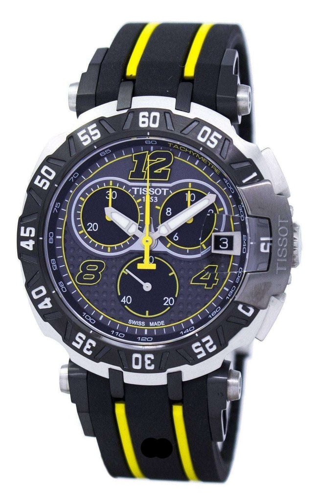 Tissot T Race Thomas Luthi Chronograph Grey Dial Black Rubber Strap Watch For Men - T092.417.27.067.00