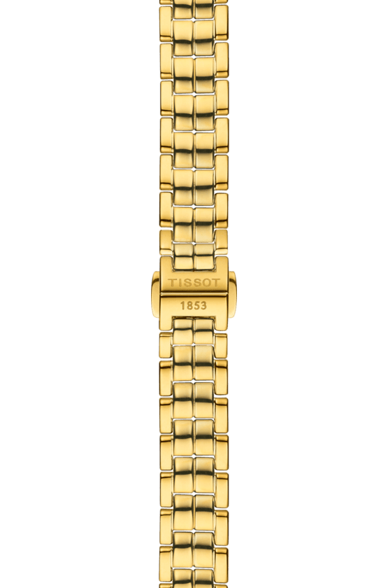 Tissot Flamingo Mother of Pearl White Dial Gold Steel Strap Watch For Women - T094.210.33.111.00