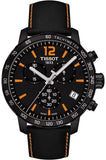 Tissot T095.417.36.057.00 Quickster Chronograph Men's Watch – Black Dial & Black Leather Strap