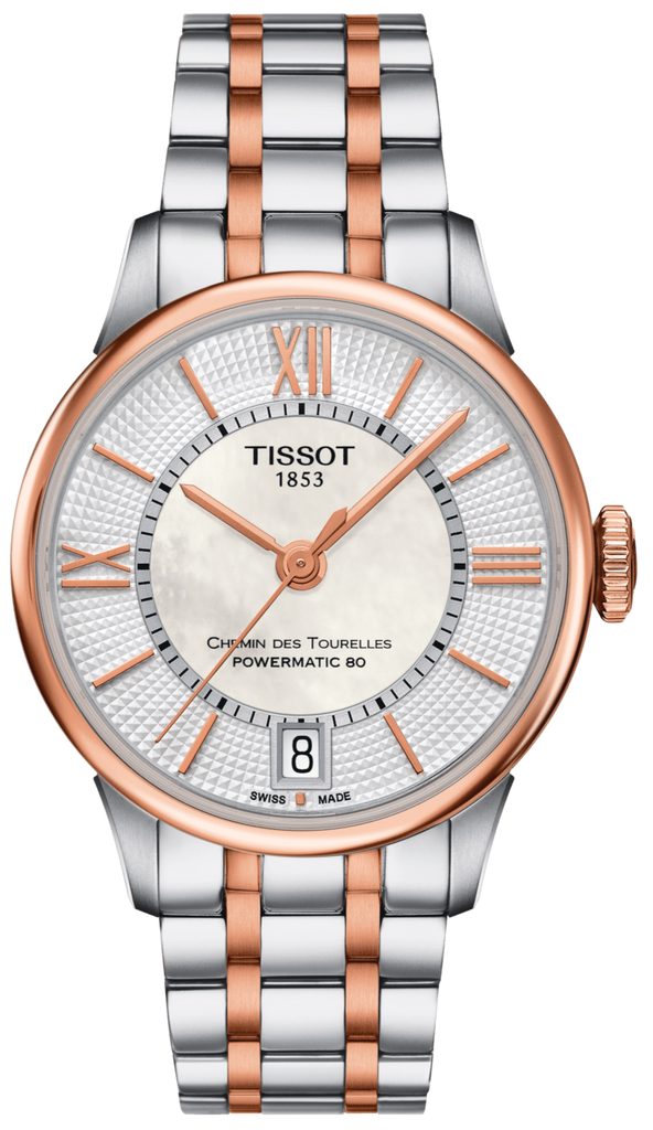 Tissot Chemin des Tourelles Powermatic 80 Silver Dial Two Tone Steel Strap Watch for Men - T099.407.22.038.02