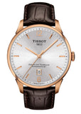 Tissot T099.407.36.037.00 Chemin des Tourelles Powermatic 80 Automatic Men's Watch – Silver Dial & Brown Leather Strap