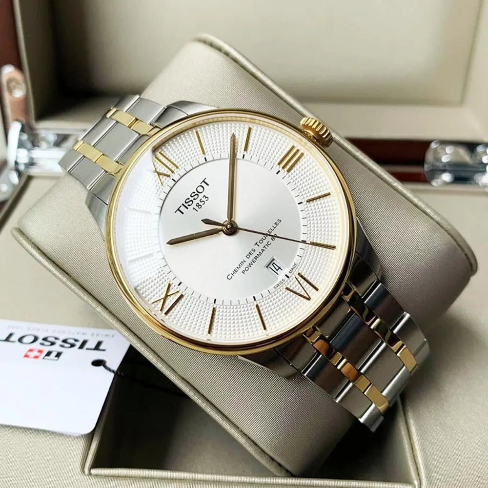Tissot Chemin des Tourelles Powermatic 80 Silver Dial Two Tone Steel Strap Watch for Men - T099.407.22.038.02