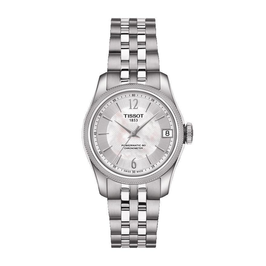 Tissot Ballade Powermatic 80 Automatic Mother of Pearl Dial Silver Steel Strap Watch For Women - T108.208.11.117.00