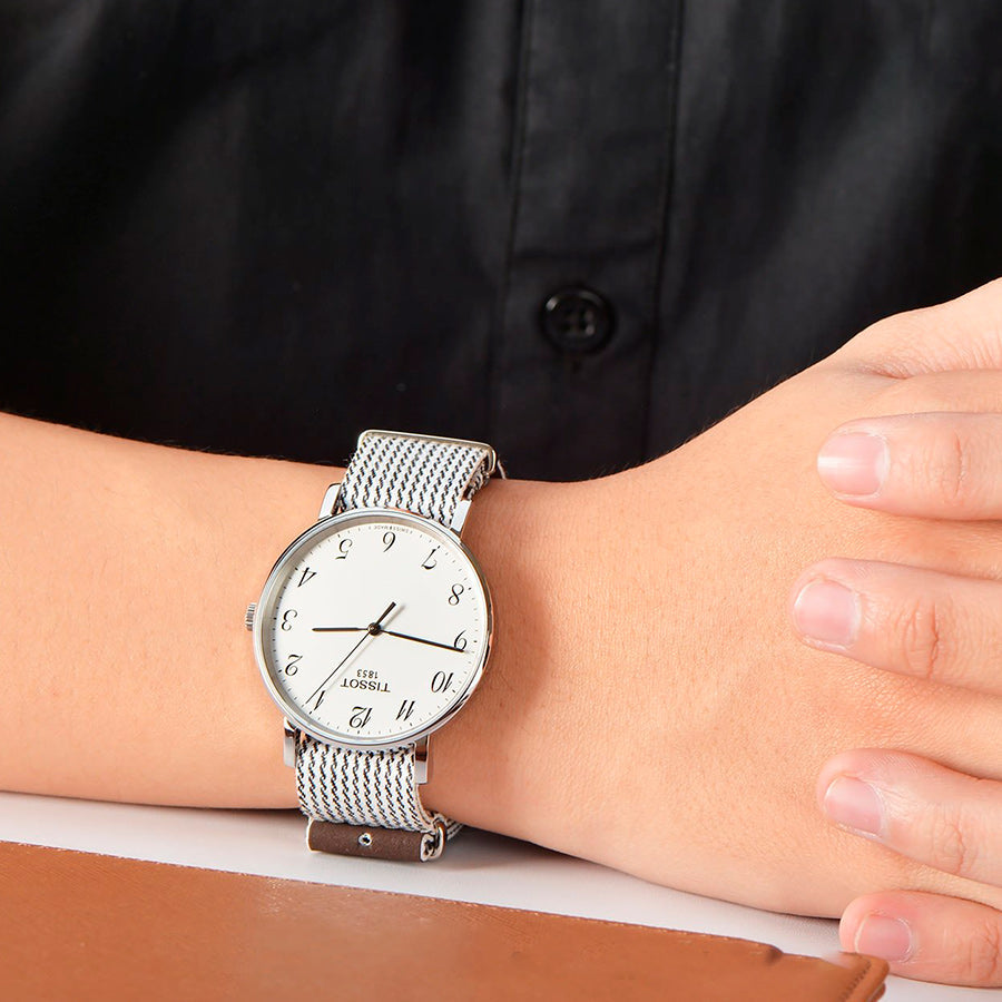 Tissot T Classic Everytime Medium White Dial Two Tone NATO Strap Watch for Women - T109.410.18.032.00