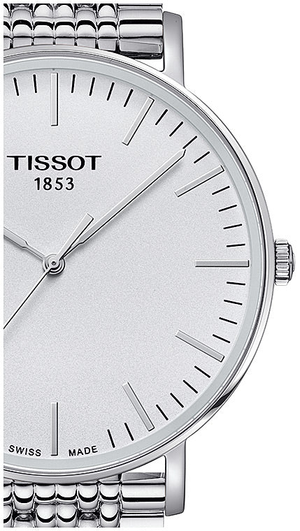 Tissot T Classic Everytime Large White Dial Silver Steel Strap Watch for Men - T109.610.11.031.00