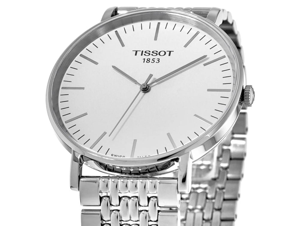 Tissot T Classic Everytime Large White Dial Silver Steel Strap Watch for Men - T109.610.11.031.00