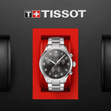 Tissot T Classic Chrono XL Black Dial Silver Steel Strap Watch For Men - T116.617.11.057.01