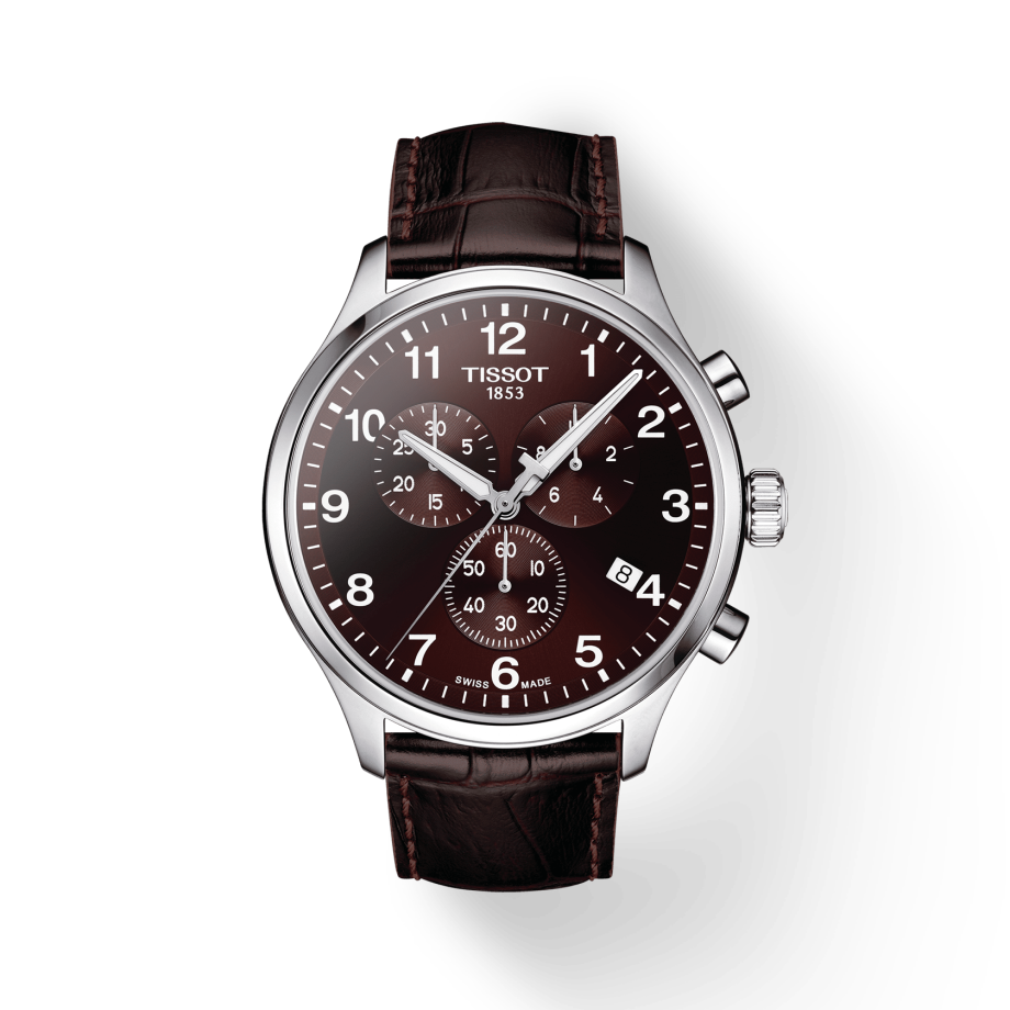 Tissot T Sport Chrono XL Classic Brown Dial Brown Leather Strap Watch For Men - T116.617.16.297.00