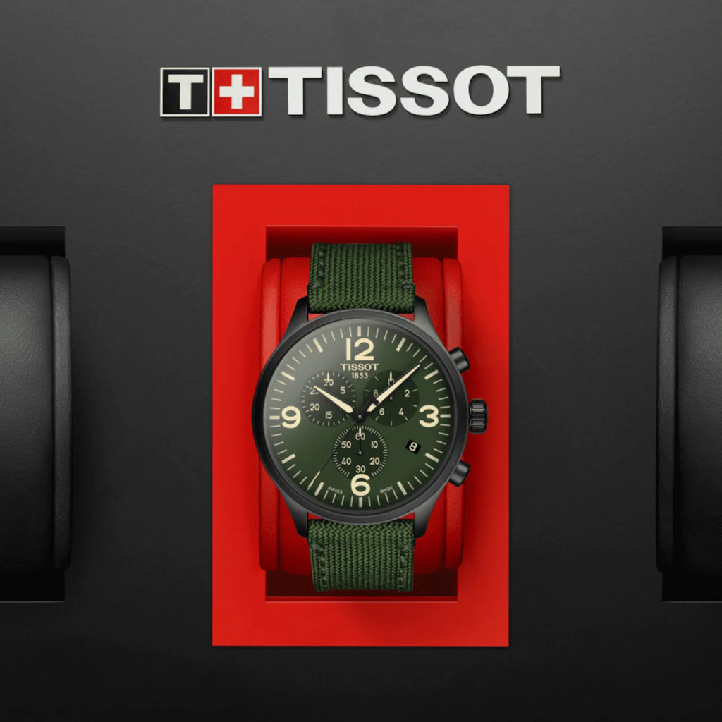 Tissot Chrono XL Green Dial Green NATO Strap Watch For Men - T116.617.37.097.00