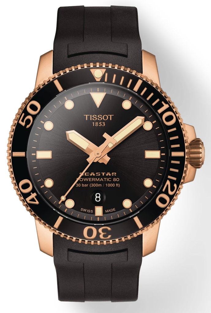 Tissot Seastar 1000 Powermatic 80 Black Dial Black Rubber Strap Watch for Men - T120.407.37.051.01
