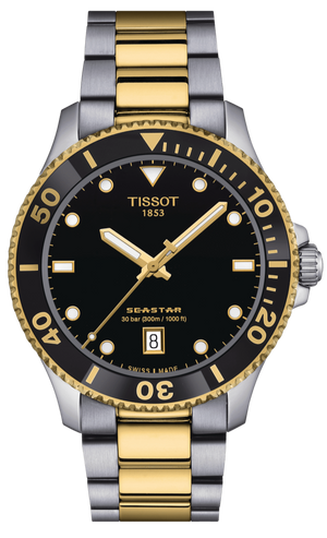Tissot Seastar 1000 Black Dial Two Tone Steel Strap Watch For Men - T120.410.22.051.00