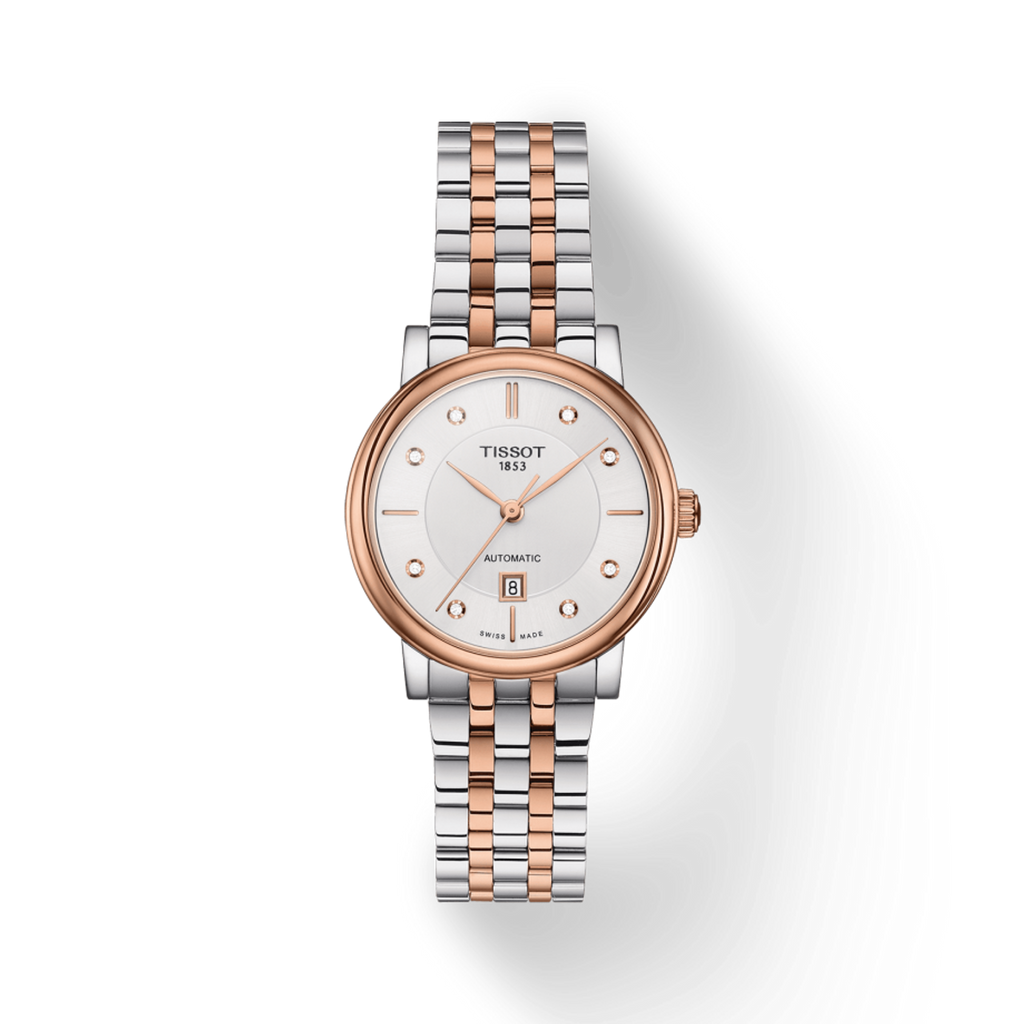 Tissot T Classic Carson Premium Diamonds White Dial Two Tone Steel Strap Watch for Women - T122.207.22.036.00
