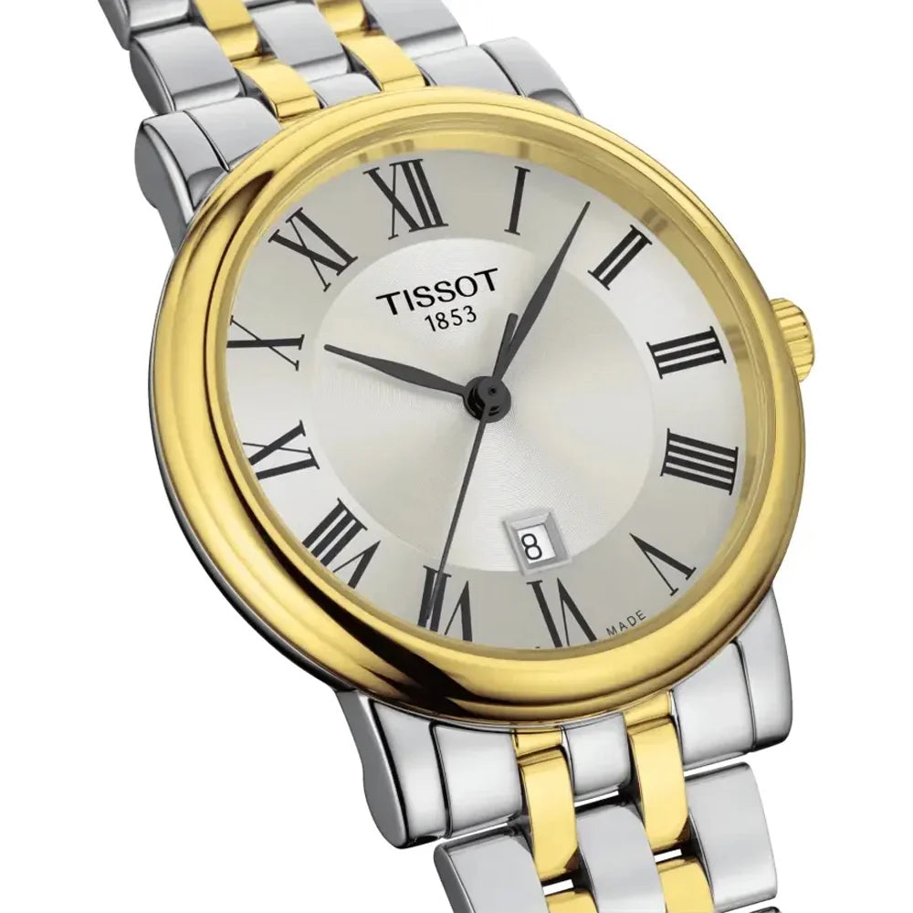 Tissot T Classic Carson Lady Premium Silver Dial Two Tone Steel Strap Watch For Women - T122.210.22.033.00