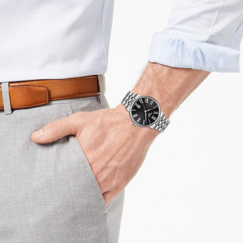 Tissot Carson Premium Black Dial Silver Steel Strap Watch For Men - T122.410.11.053.00