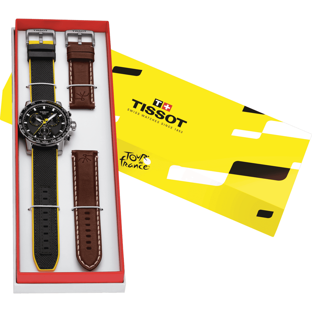 Tissot T Sport Supersport Chrono Tour De France Black Dial Black Nylon Strap Watch for Men - T125.617.17.051.00
