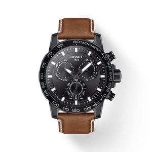 Tissot Supersport Chrono Black Dial Brown Leather Strap Watch for Men - T125.617.36.051.01