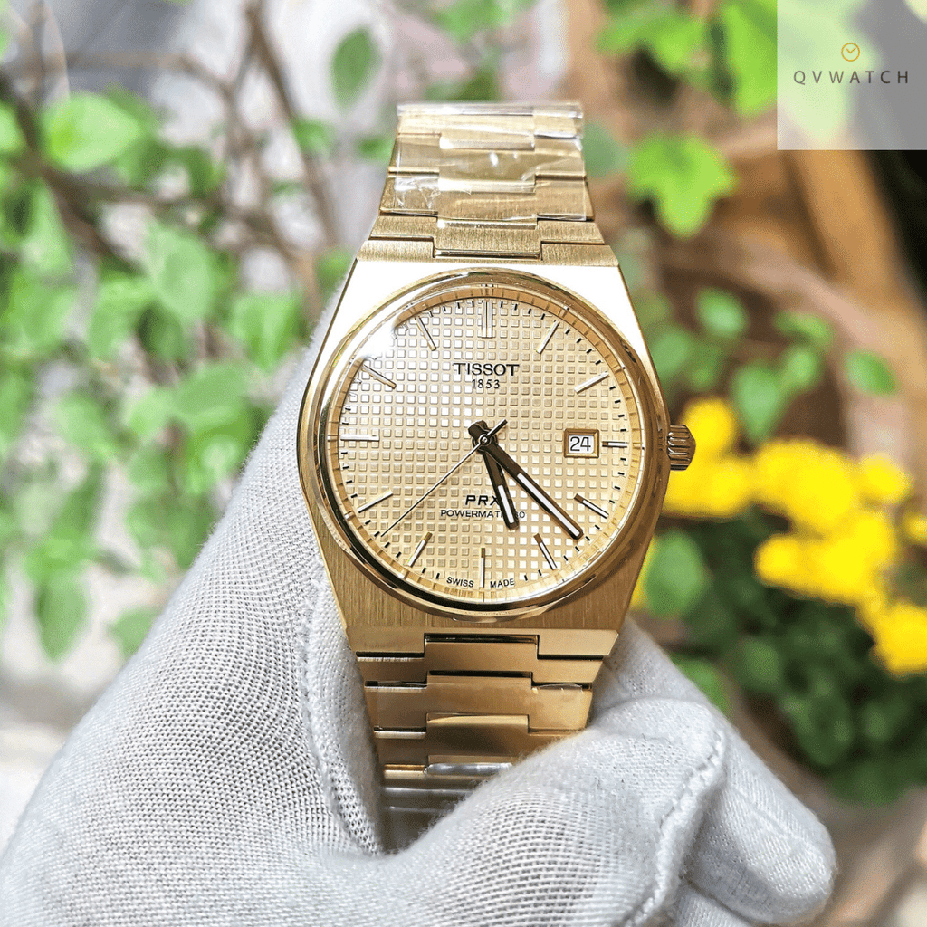 Tissot T137.407.33.021.00 PRX Powermatic 80 Men's Watch – Gold Dial & Gold Steel Strap